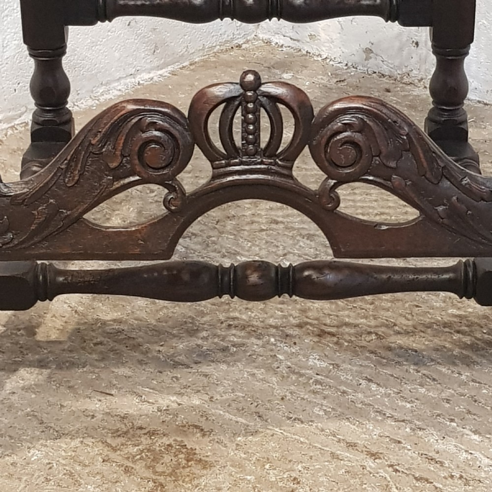 ANTIQUE 19TH CENTURY ENGLISH CARVED OAK THRONE CHAIR C1880 View III