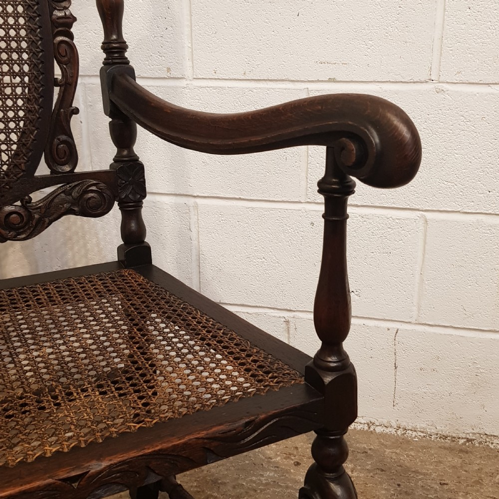 ANTIQUE 19TH CENTURY ENGLISH CARVED OAK THRONE CHAIR C1880 View VII