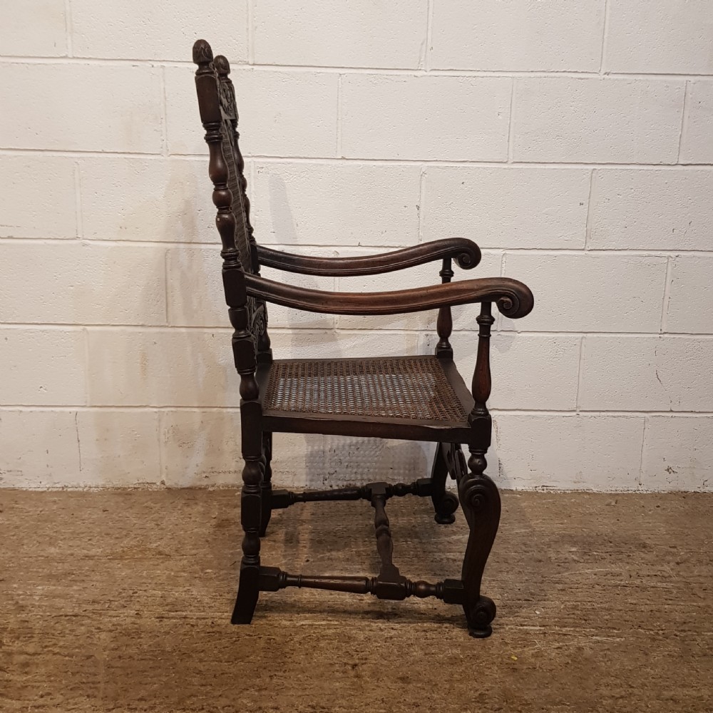 ANTIQUE 19TH CENTURY ENGLISH CARVED OAK THRONE CHAIR C1880 View VIII