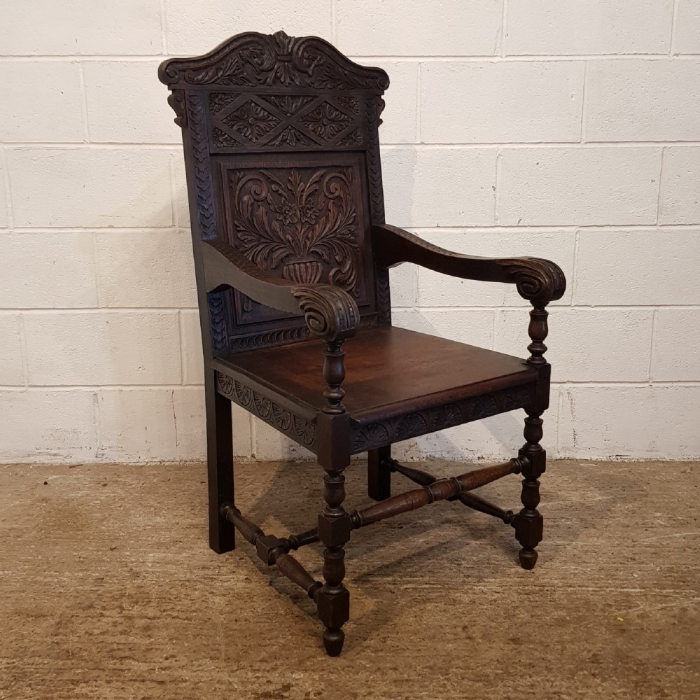 ANTIQUE 19TH CENTURY ENGLISH OAK WAINSCOT CHAIR C1860