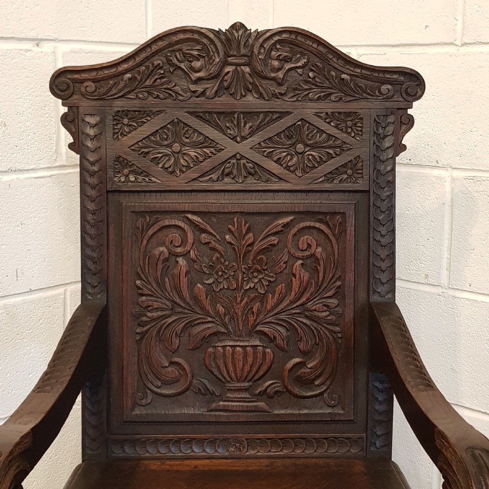 ANTIQUE 19TH CENTURY ENGLISH OAK WAINSCOT CHAIR C1860 View III