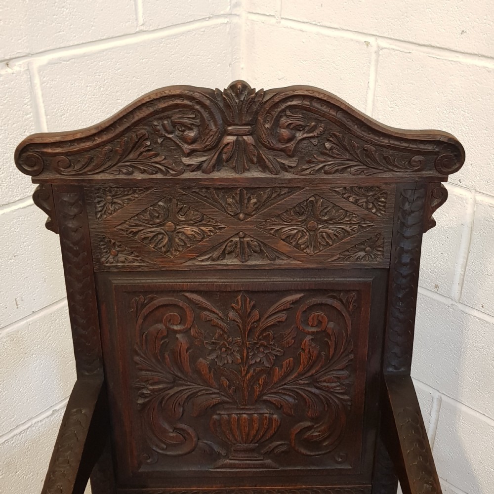 ANTIQUE 19TH CENTURY ENGLISH OAK WAINSCOT CHAIR C1860 View IV