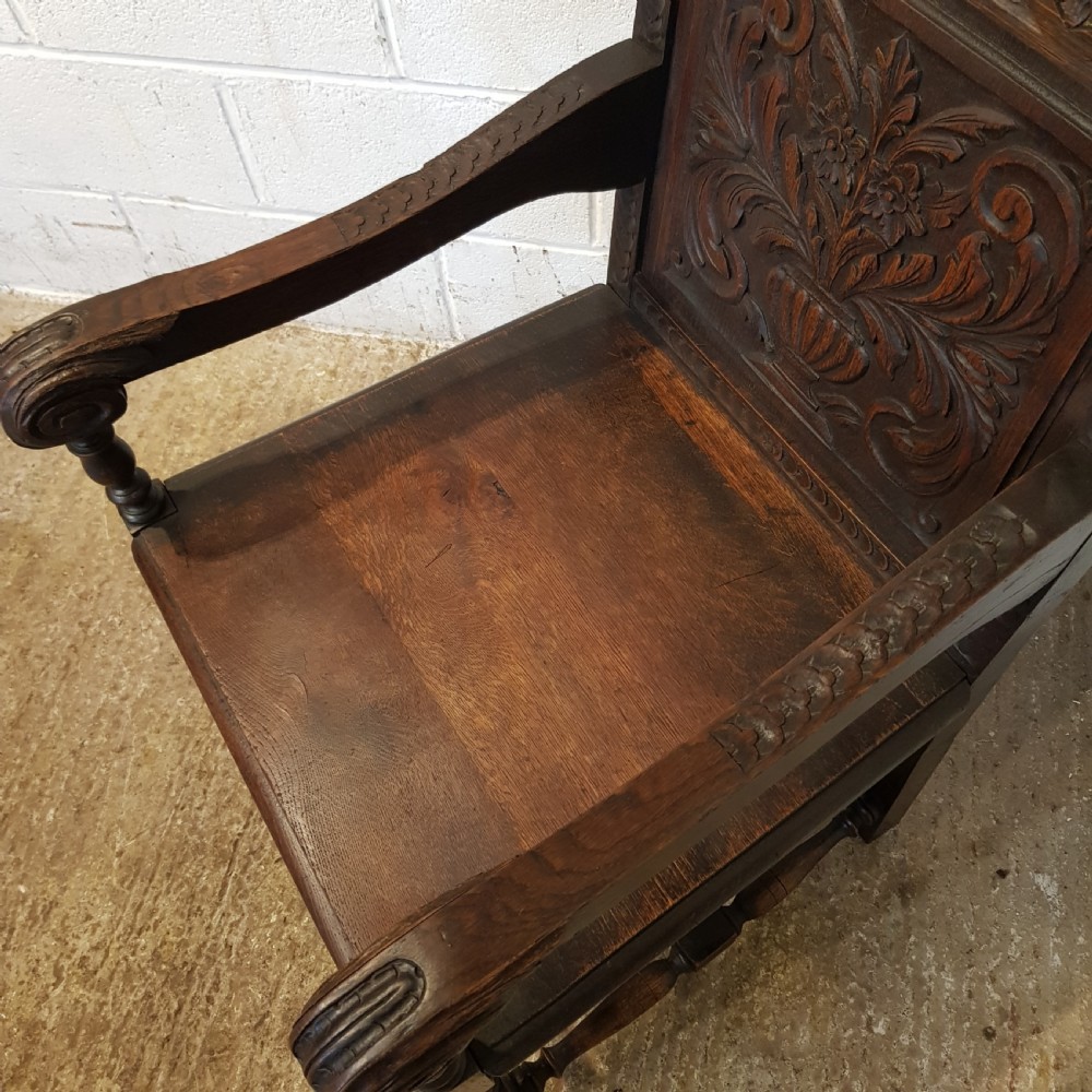 ANTIQUE 19TH CENTURY ENGLISH OAK WAINSCOT CHAIR C1860 View V