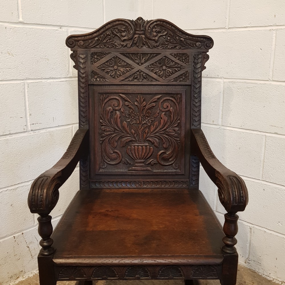 ANTIQUE 19TH CENTURY ENGLISH OAK WAINSCOT CHAIR C1860 View VIII