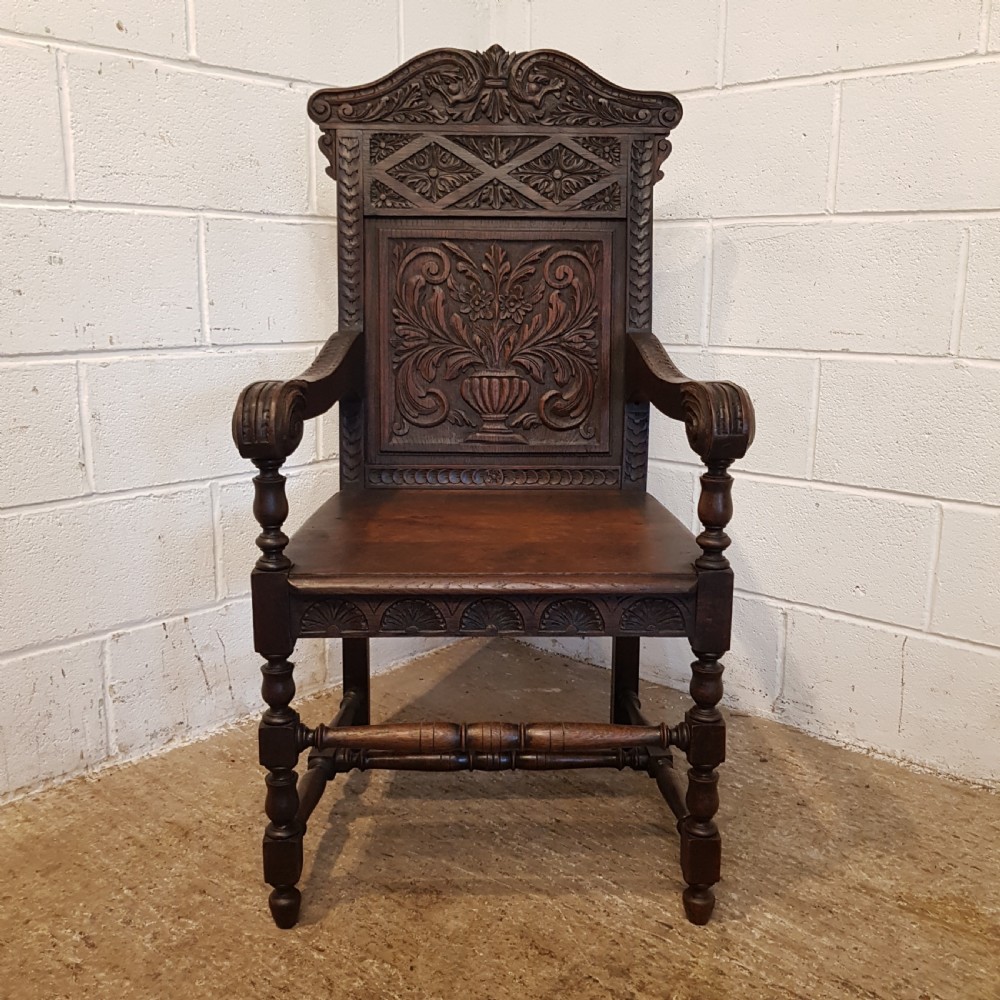 ANTIQUE 19TH CENTURY ENGLISH OAK WAINSCOT CHAIR C1860 View XI