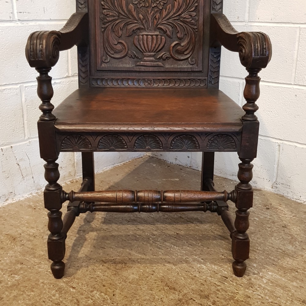 ANTIQUE 19TH CENTURY ENGLISH OAK WAINSCOT CHAIR C1860 View XIII