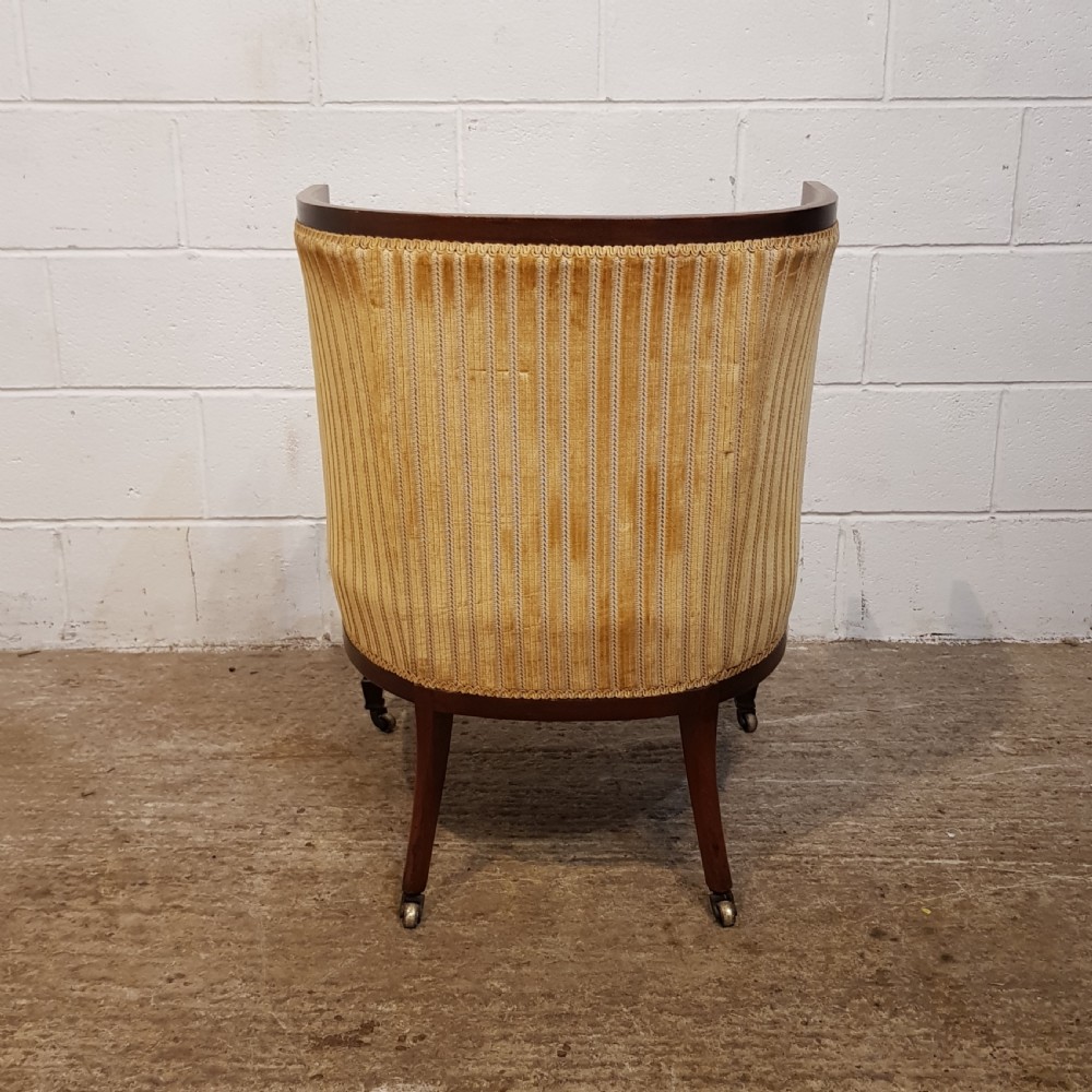 ANTIQUE PAIR EDWARDIAN MAHOGANY HIGH BACKED SALON TUB CHAIRS C1900 View IV