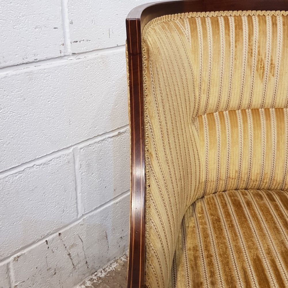 ANTIQUE PAIR EDWARDIAN MAHOGANY HIGH BACKED SALON TUB CHAIRS C1900 View IX