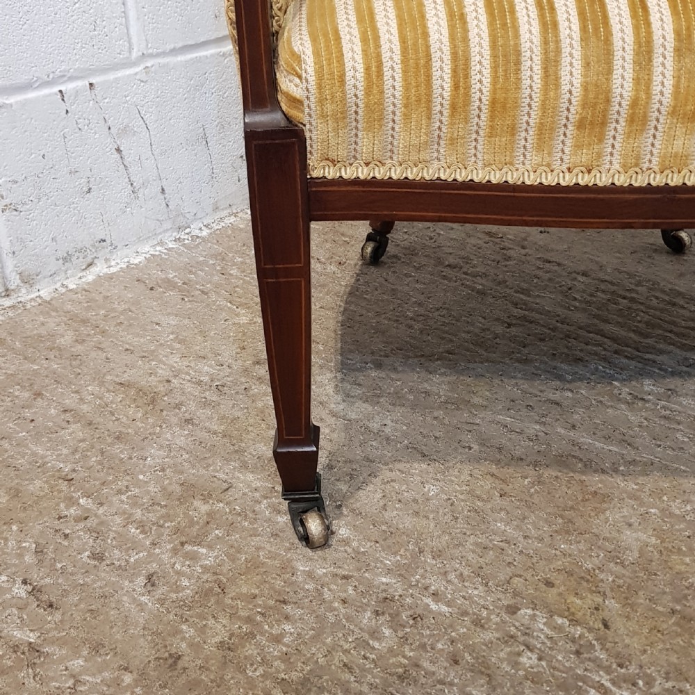 ANTIQUE PAIR EDWARDIAN MAHOGANY HIGH BACKED SALON TUB CHAIRS C1900 View XIII