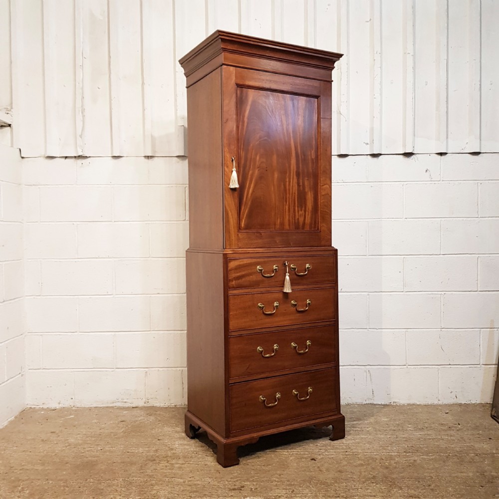 ANTIQUE REGENCY MAHOGANY TALL NARROW LINEN CLOTHES PRESS c1820 View III