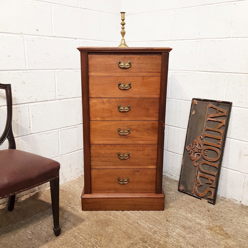 ANTIQUE LATE VICTORIAN MAHOGANY WELLINGTON CHEST OF DRAWERS C1890