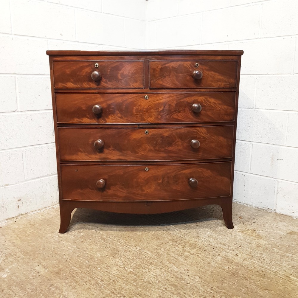 ANTIQUE MID  VICTORIAN MAHOGANY BOW FRONT CHEST OF DRAWERS C1860 View IV