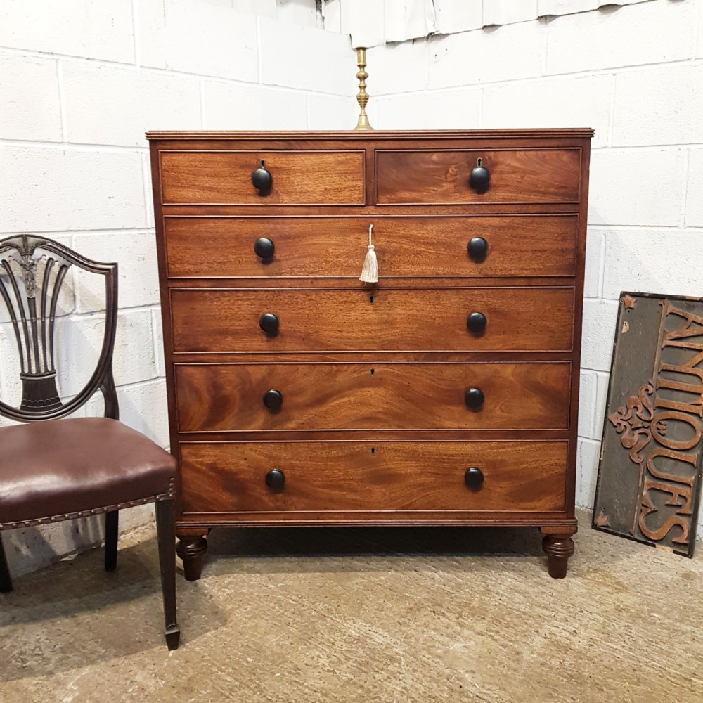 ANTIQUE EARLY VICTORIAN MAHOGANY CHEET OF DRAWERS C1860