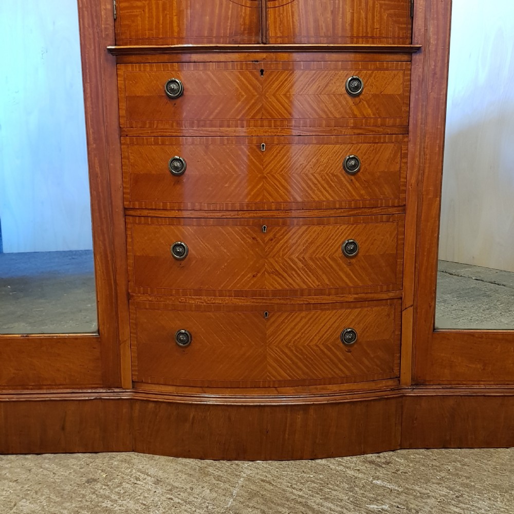 ANTIQUE VICTORIAN SATINWOOD TRIPLE WARDROBE COMPACTUM C1880 View V