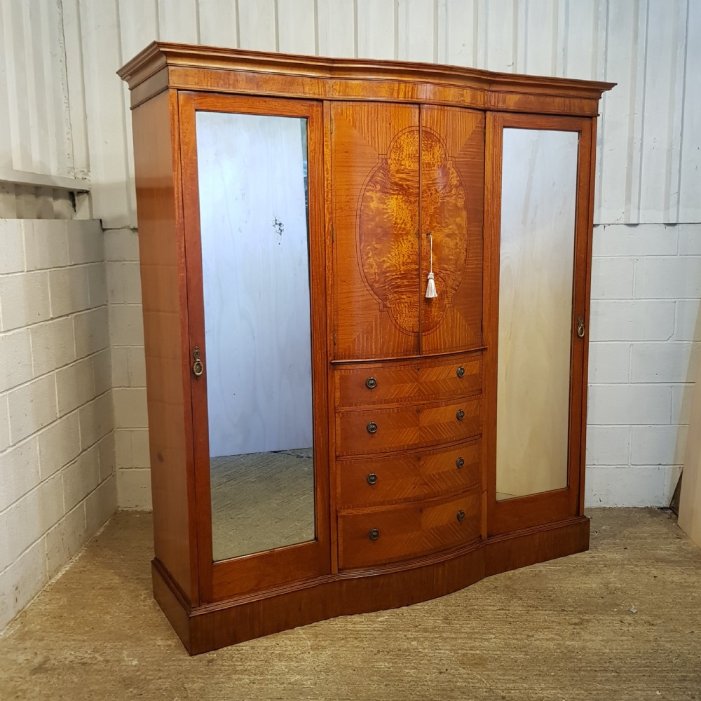 ANTIQUE VICTORIAN SATINWOOD TRIPLE WARDROBE COMPACTUM C1880 View VIII