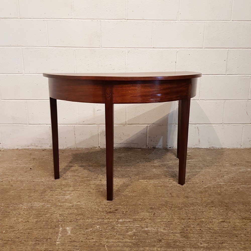 ANTIQUE  PAIR 18TH CENTURY MAHOGANY DEMI LUNE TABLES C1780 View IV