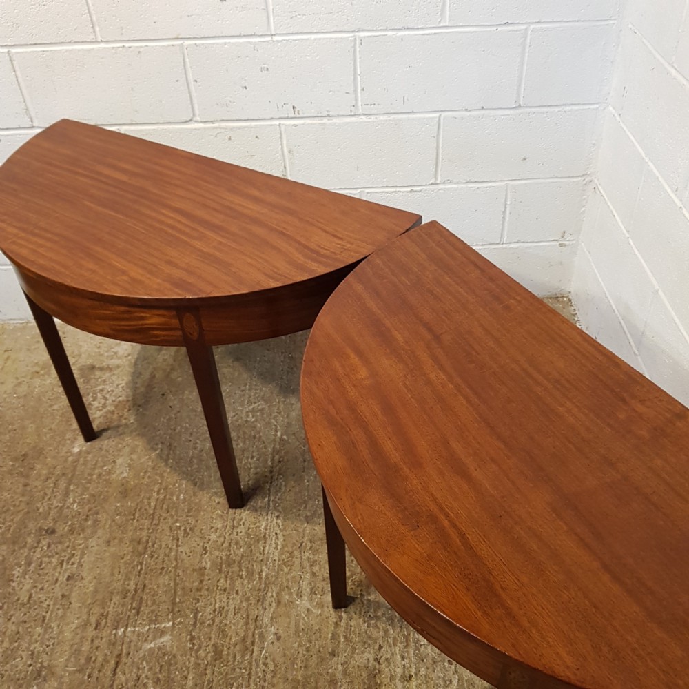 ANTIQUE  PAIR 18TH CENTURY MAHOGANY DEMI LUNE TABLES C1780 View VII