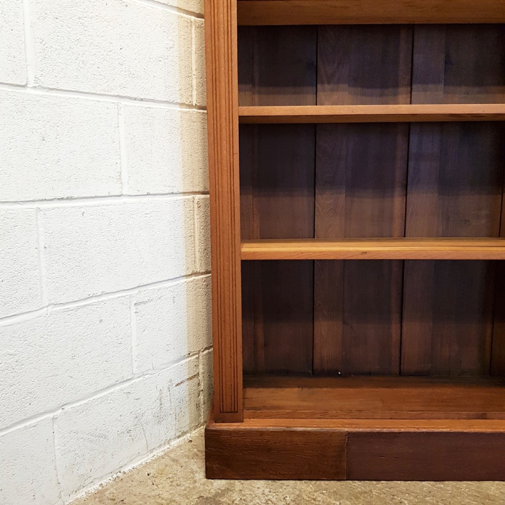 ANTIQUE LARGE ARTS & CRAFTS GOLDEN OAK OPEN BOOKCASE C1900 View IV