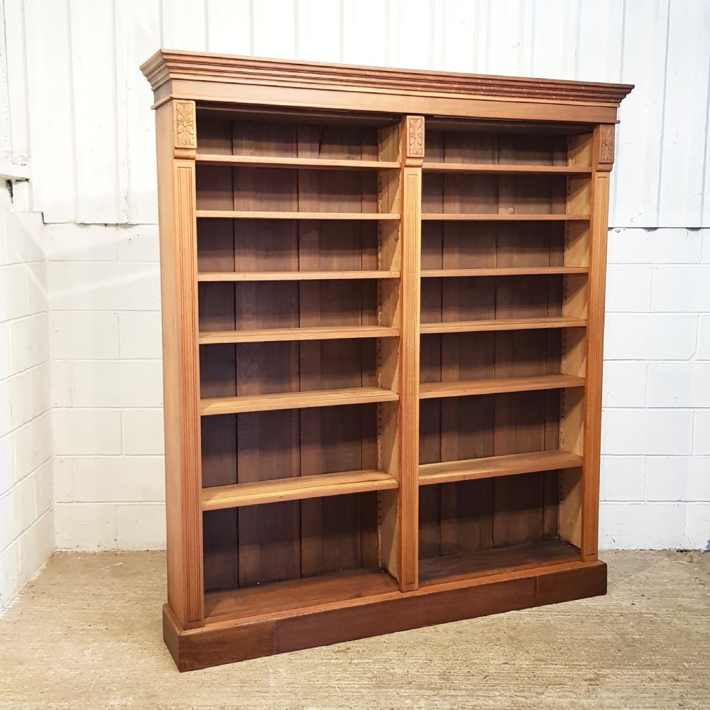 ANTIQUE LARGE ARTS & CRAFTS GOLDEN OAK OPEN BOOKCASE C1900 View V