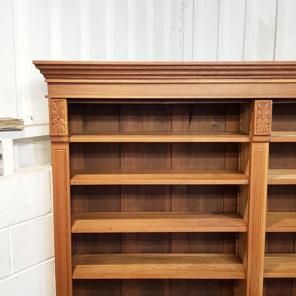 ANTIQUE LARGE ARTS & CRAFTS GOLDEN OAK OPEN BOOKCASE C1900 View VI