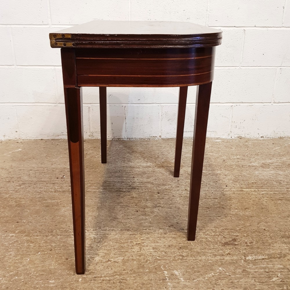 ANTIQUE REGENCY INLAID MAHOGANY FOLD OVER TABLE C1820 View II