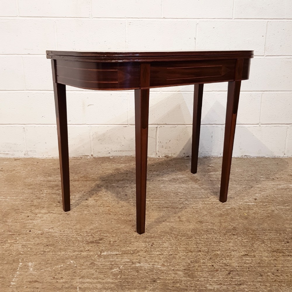 ANTIQUE REGENCY INLAID MAHOGANY FOLD OVER TABLE C1820 View III
