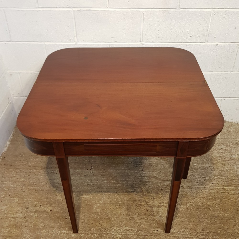 ANTIQUE REGENCY INLAID MAHOGANY FOLD OVER TABLE C1820 View IV