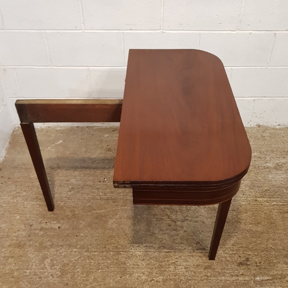 ANTIQUE REGENCY INLAID MAHOGANY FOLD OVER TABLE C1820 View V