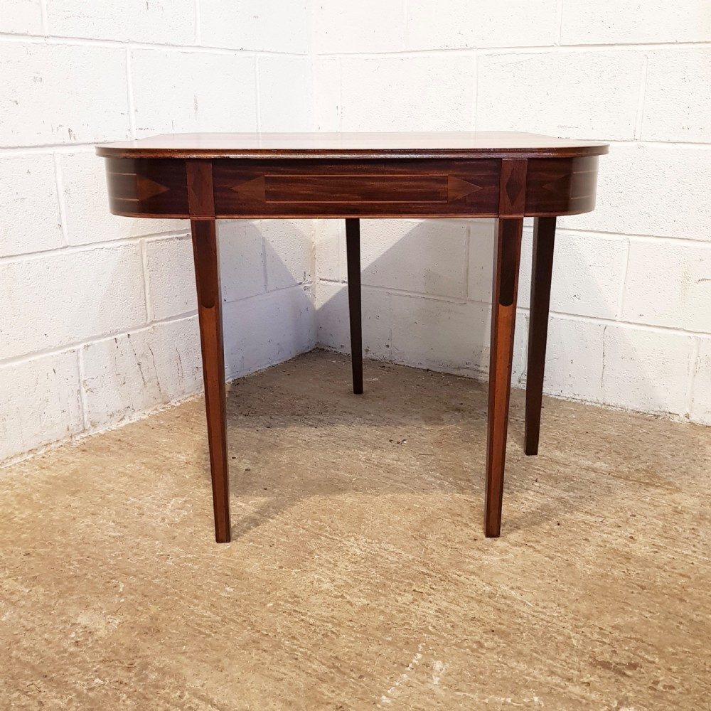ANTIQUE REGENCY INLAID MAHOGANY FOLD OVER TABLE C1820 View VII