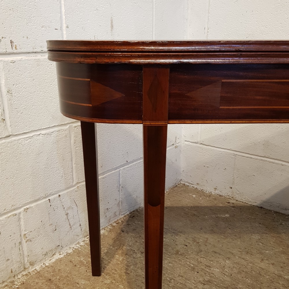 ANTIQUE REGENCY INLAID MAHOGANY FOLD OVER TABLE C1820 View X