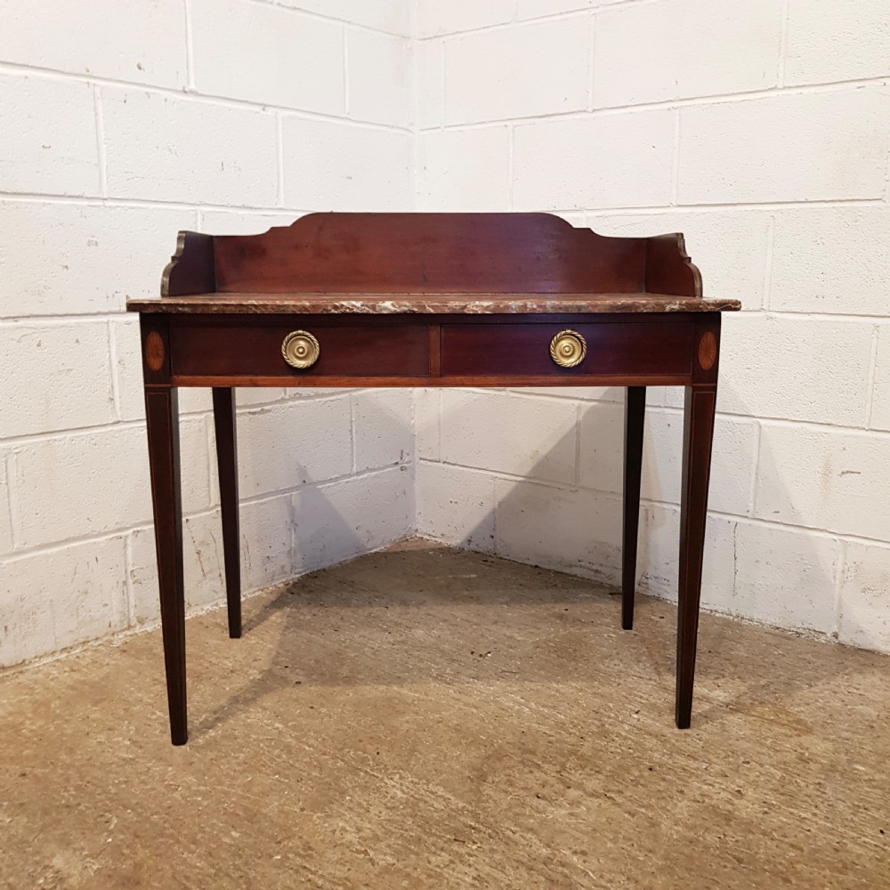 ANTIQUE REGENCY INLAID MAHOGANY & MARBLE TOPPED WASH STAND C1820 View III
