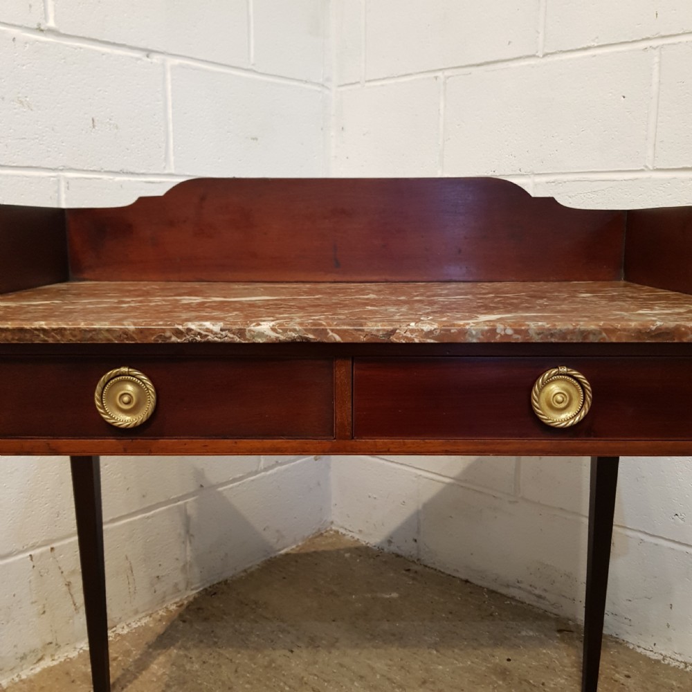 ANTIQUE REGENCY INLAID MAHOGANY & MARBLE TOPPED WASH STAND C1820 View IV