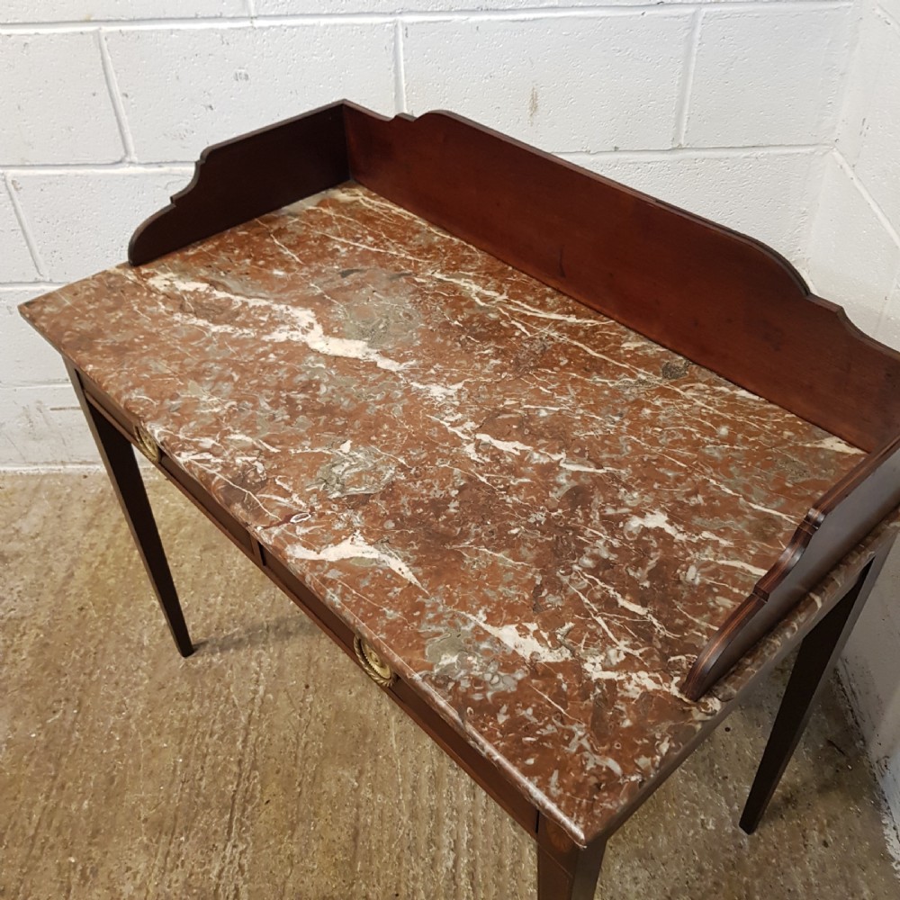 ANTIQUE REGENCY INLAID MAHOGANY & MARBLE TOPPED WASH STAND C1820 View V