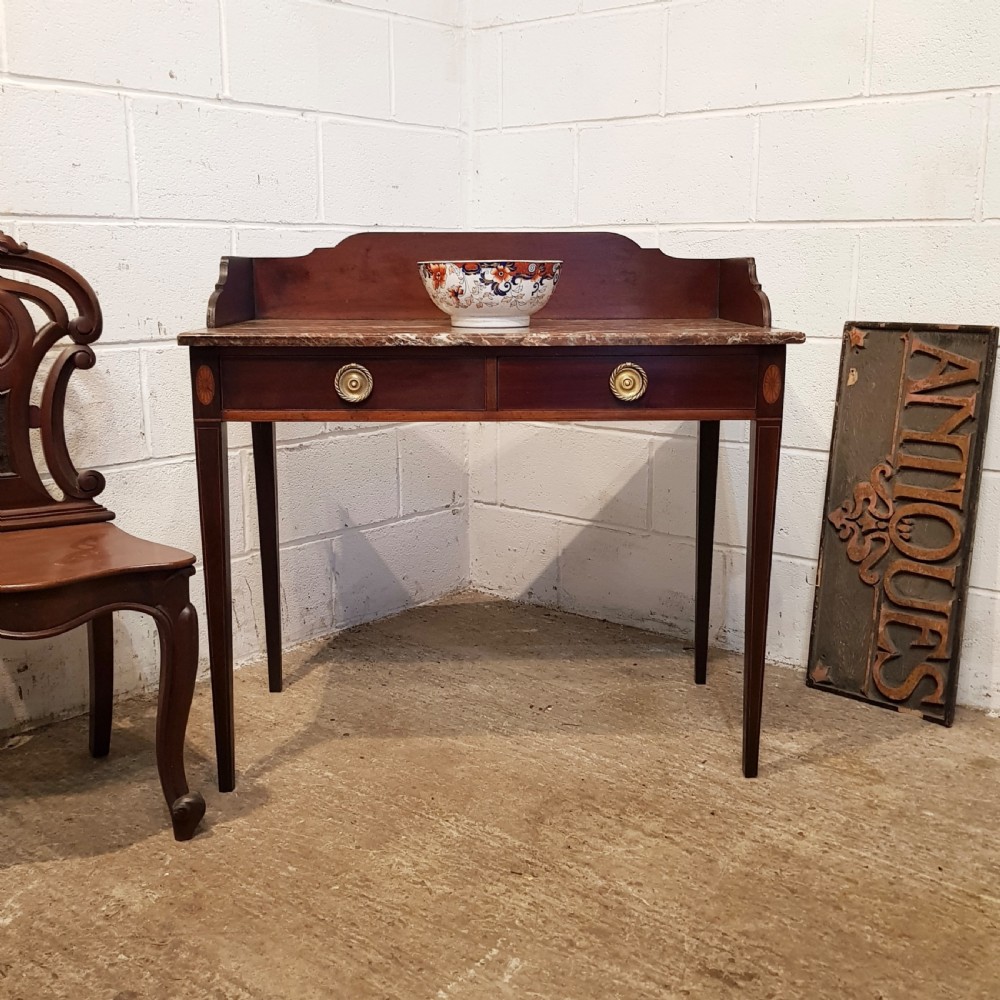 ANTIQUE REGENCY INLAID MAHOGANY & MARBLE TOPPED WASH STAND C1820 View VII