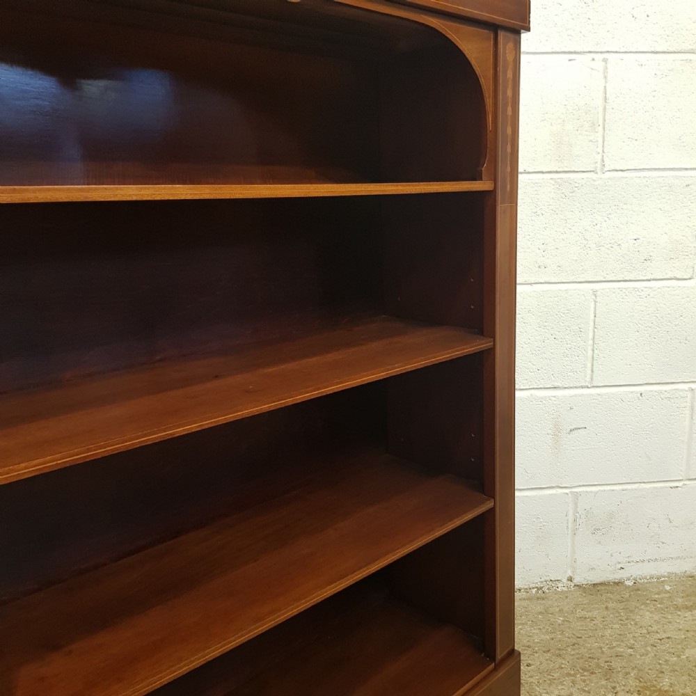 ANTIQUE EDWARDIAN MAHOGANY INLAID OPEN BOOKCASE C1900 View IV