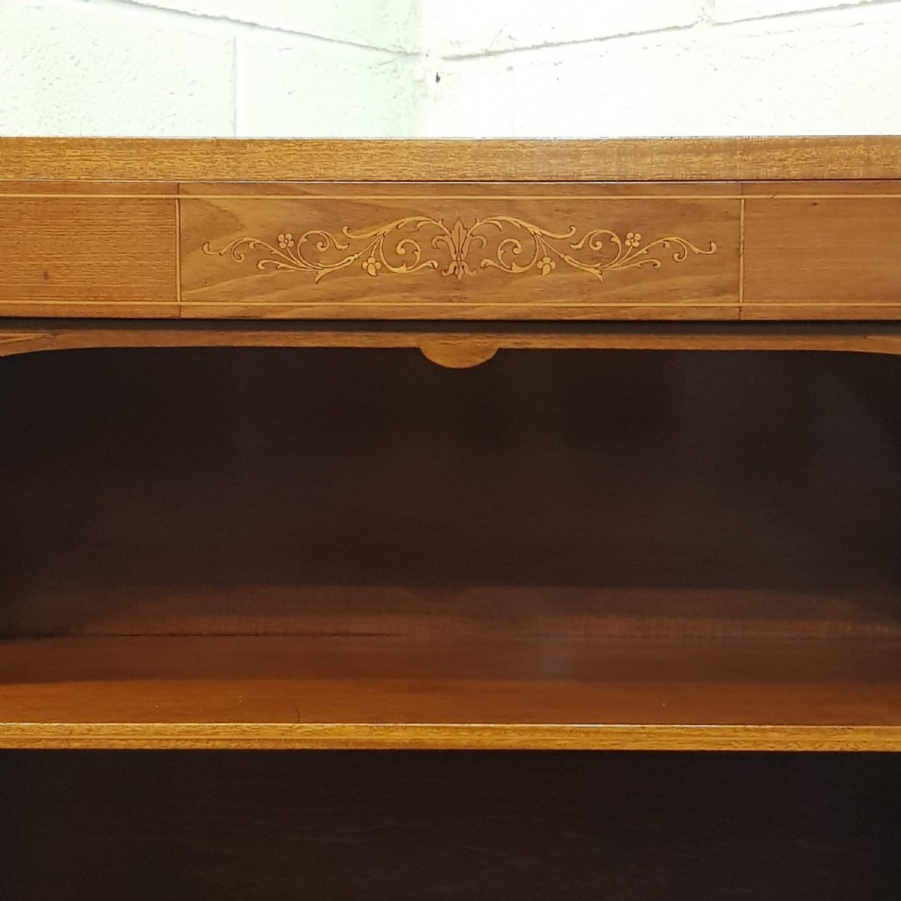 ANTIQUE EDWARDIAN MAHOGANY INLAID OPEN BOOKCASE C1900 View VII