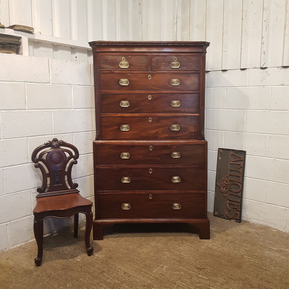 ANTIQUE 18TH CENTURY MAHOGANY CHEST ON CHEST.  C1780