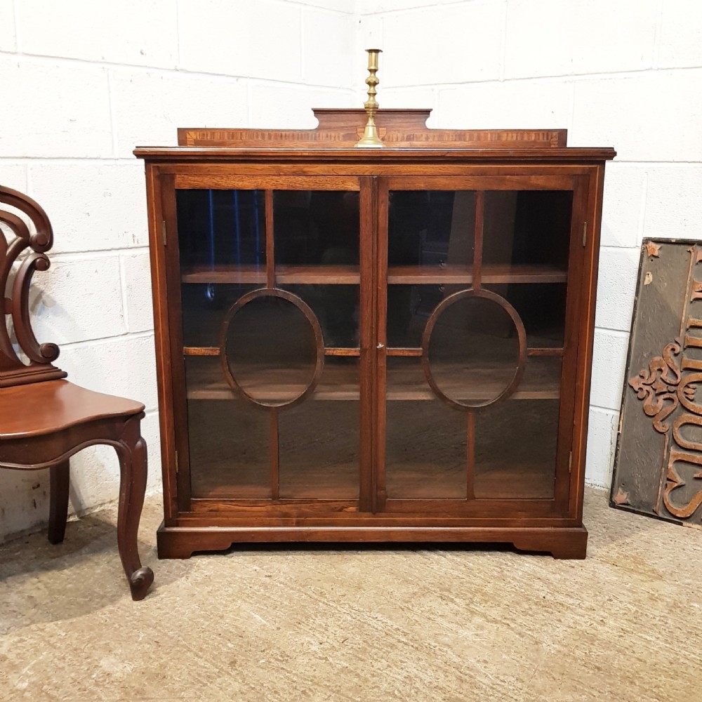 ANTIQUE ART DECO OAK GLAZED BOOKCASE C1920