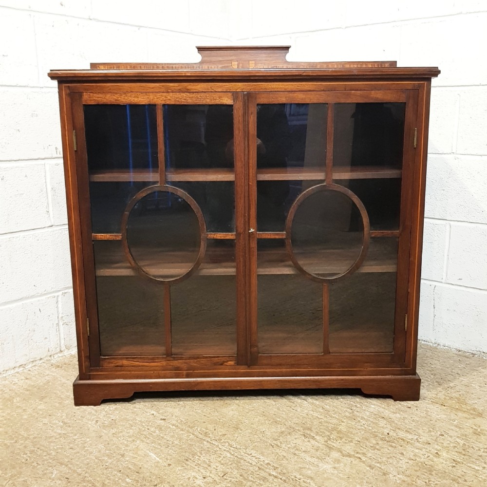 ANTIQUE ART DECO OAK GLAZED BOOKCASE C1920 View II