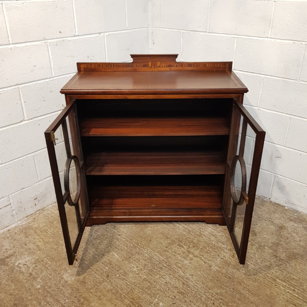 ANTIQUE ART DECO OAK GLAZED BOOKCASE C1920 View III