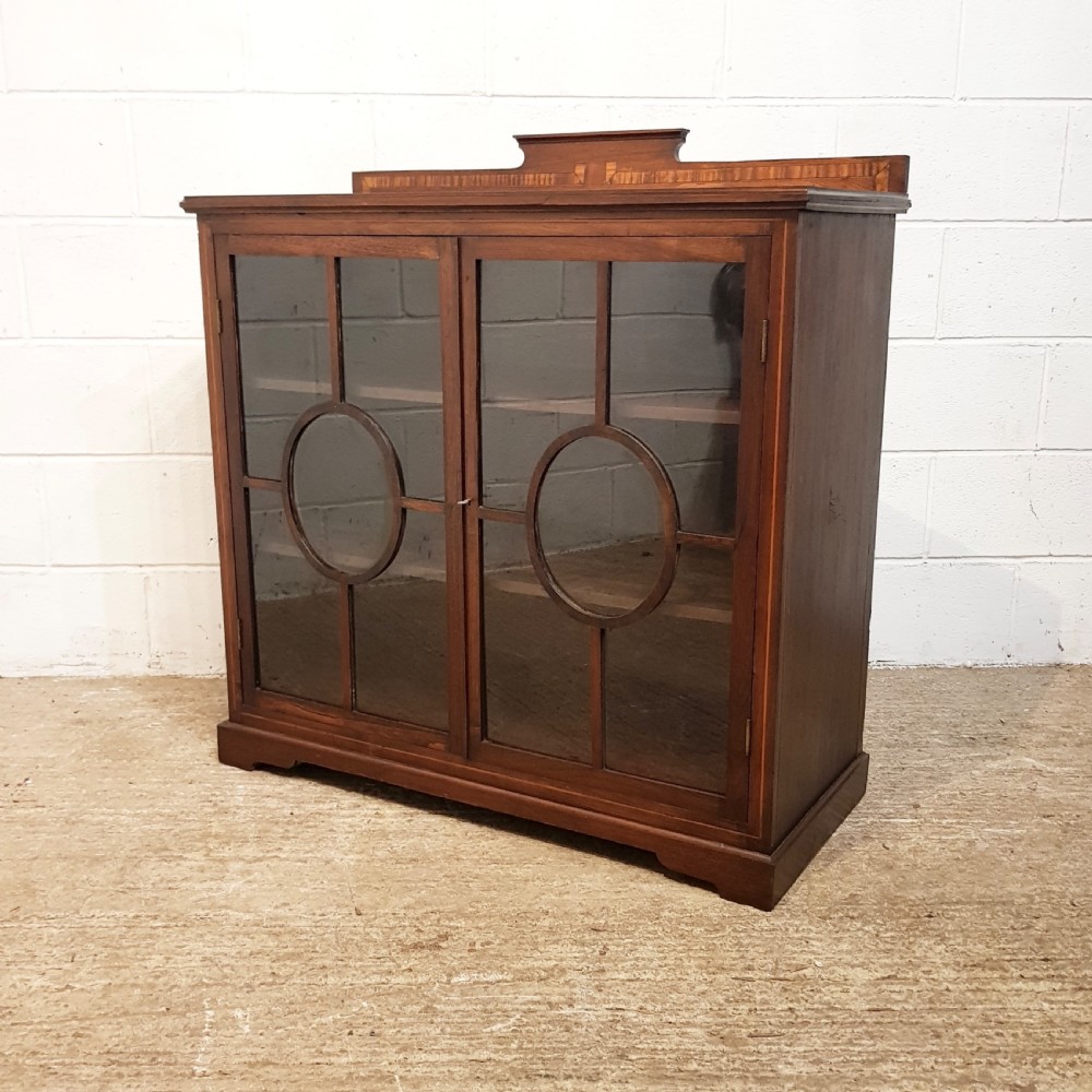 ANTIQUE ART DECO OAK GLAZED BOOKCASE C1920 View V