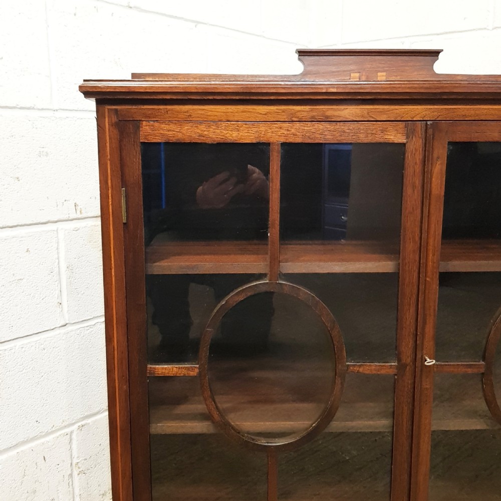 ANTIQUE ART DECO OAK GLAZED BOOKCASE C1920 View VII