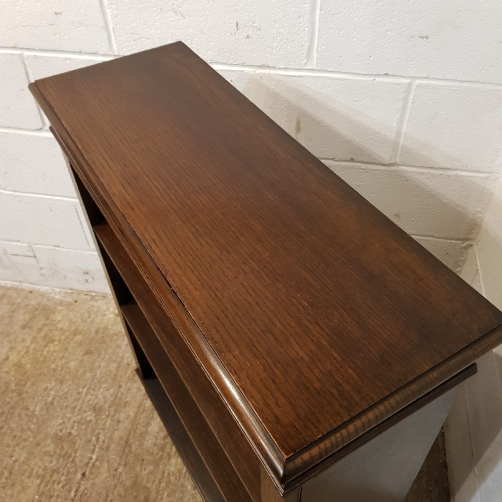 ANTIQUE CARVED OAK SMALL OPEN BOOKCASE C1920 View III