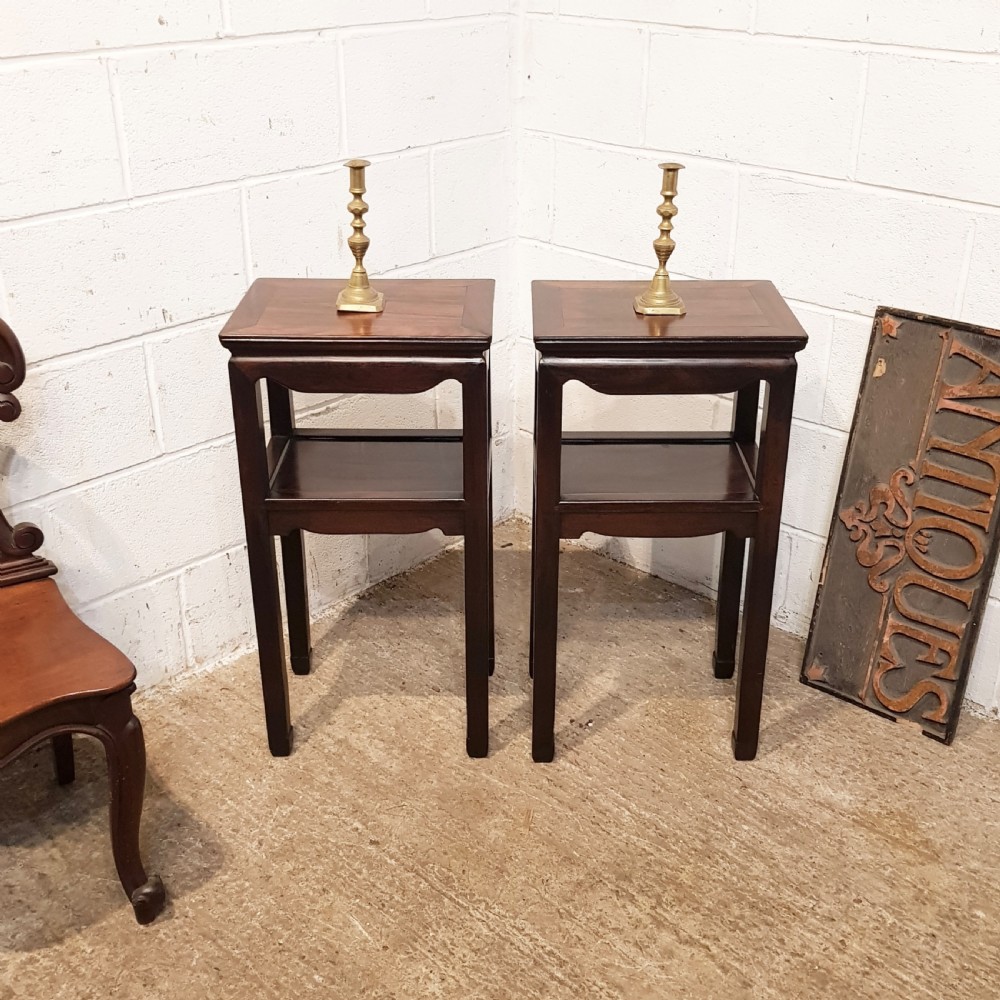 ANTIQUE PAIR CHINESE ROSEWOOD SIDE TABLES C1900