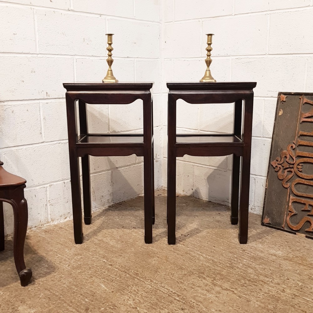 ANTIQUE PAIR CHINESE ROSEWOOD SIDE TABLES C1900 View VIII