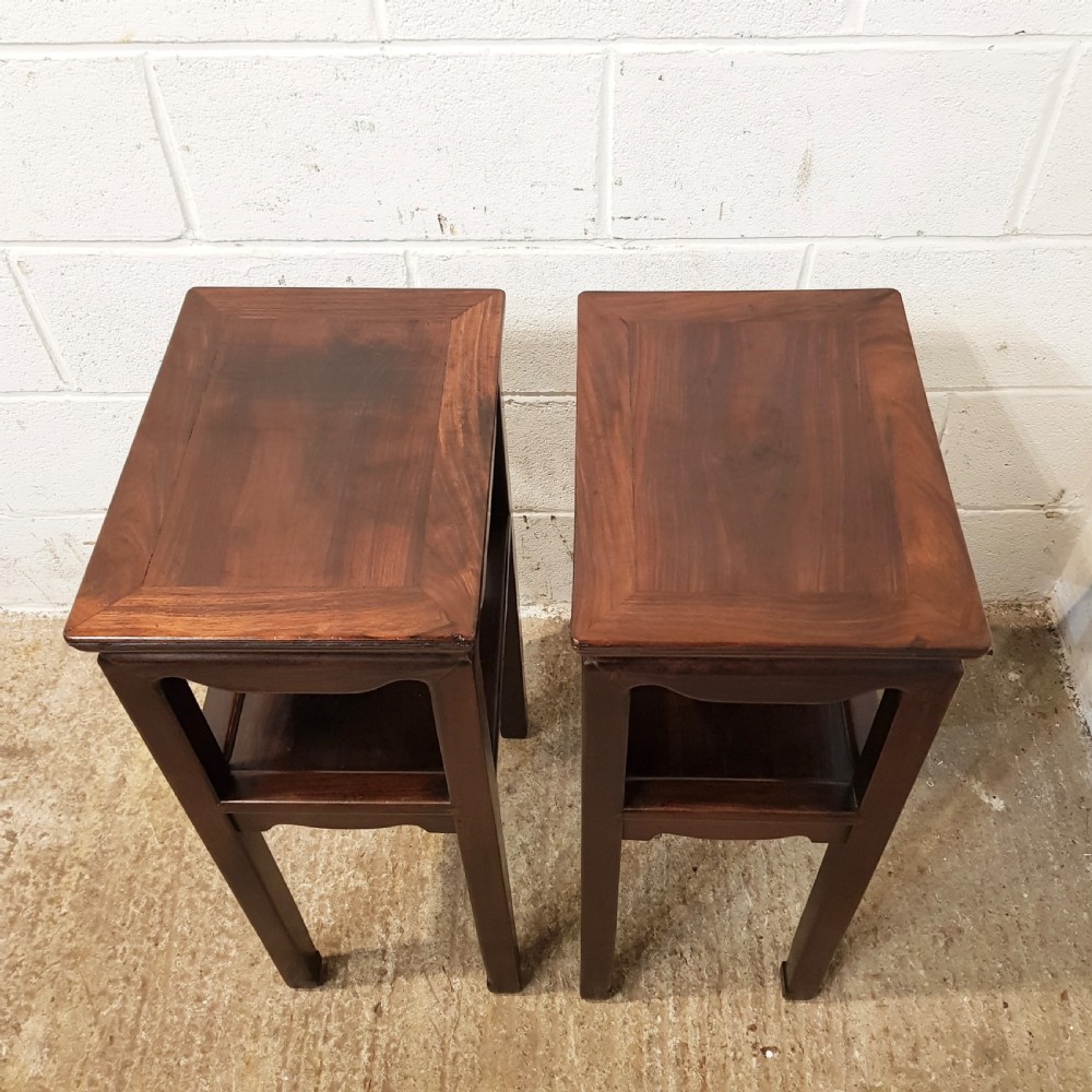 ANTIQUE PAIR CHINESE ROSEWOOD SIDE TABLES C1900 View IX