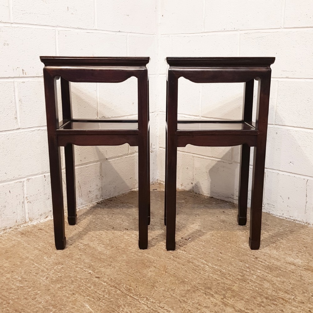 ANTIQUE PAIR CHINESE ROSEWOOD SIDE TABLES C1900 View X