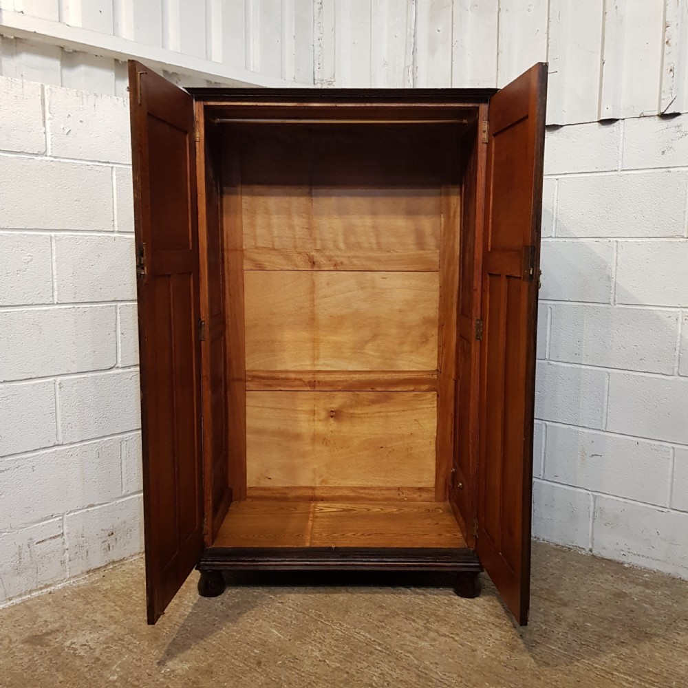 ANTIQUE SMALL CARVED OAK WARDROBE C1920 View VII