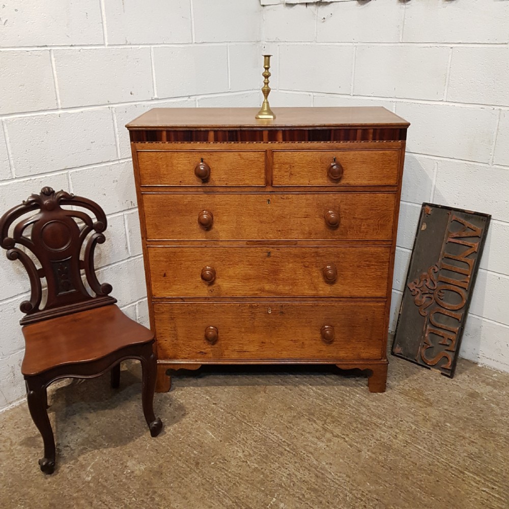 ANTIQUE VICTORIAN OAK & MAHOGANY CHEST OF DRAWERS C1880