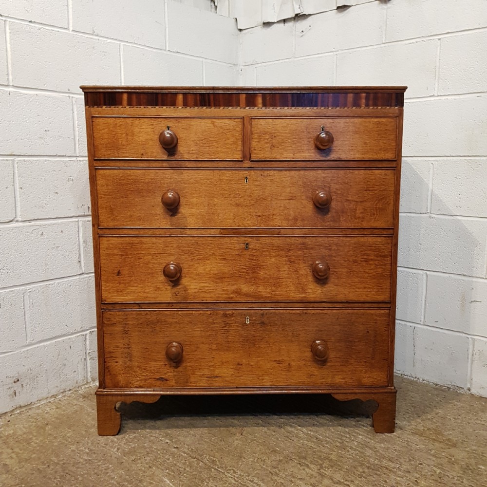 ANTIQUE VICTORIAN OAK & MAHOGANY CHEST OF DRAWERS C1880 View II